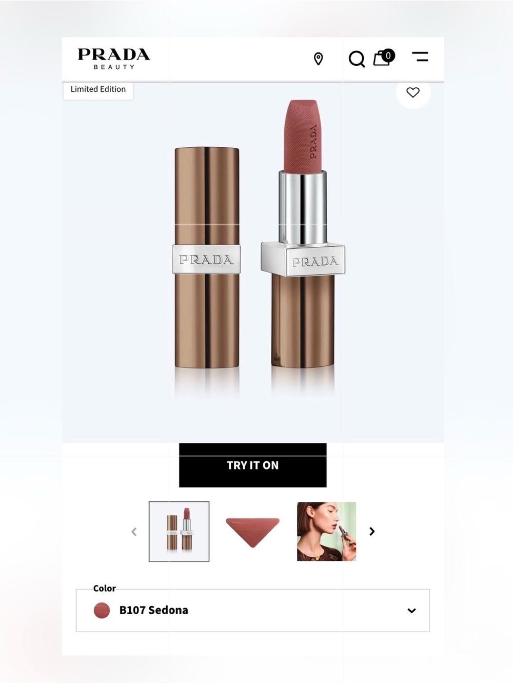 (new+tag) Prada Monochrome B107 Lipstick (Box) Prada Soft Matte Lipstick Series - Picture 2 of 5